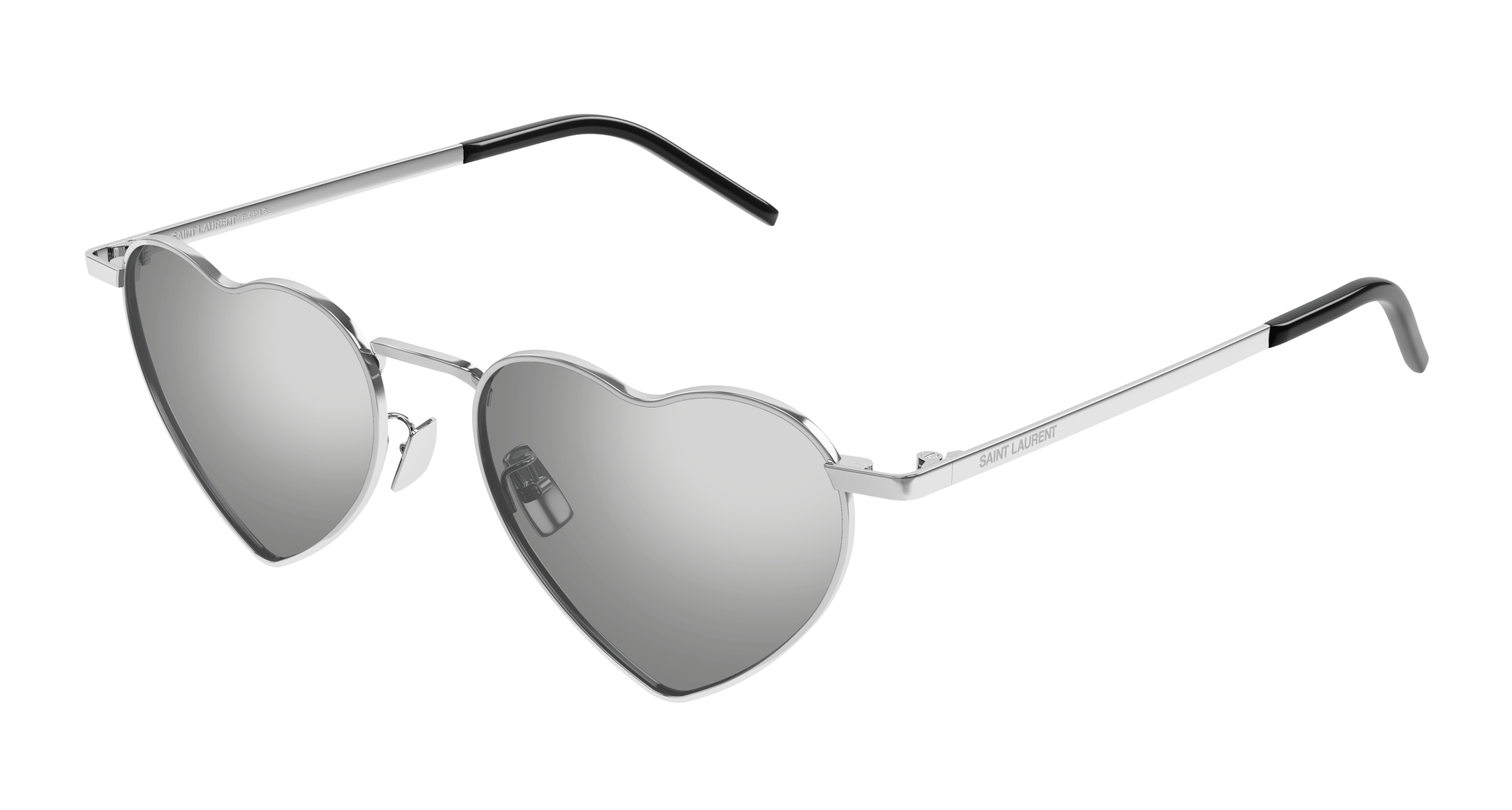 Saint Laurent SL301 LouLou Heart Shaped Silver Frame Silver Lenses 52-17-145 Saint Laurent SL301 LOU LOU 003 Silver/Silver Mirror 52-17  main image 2