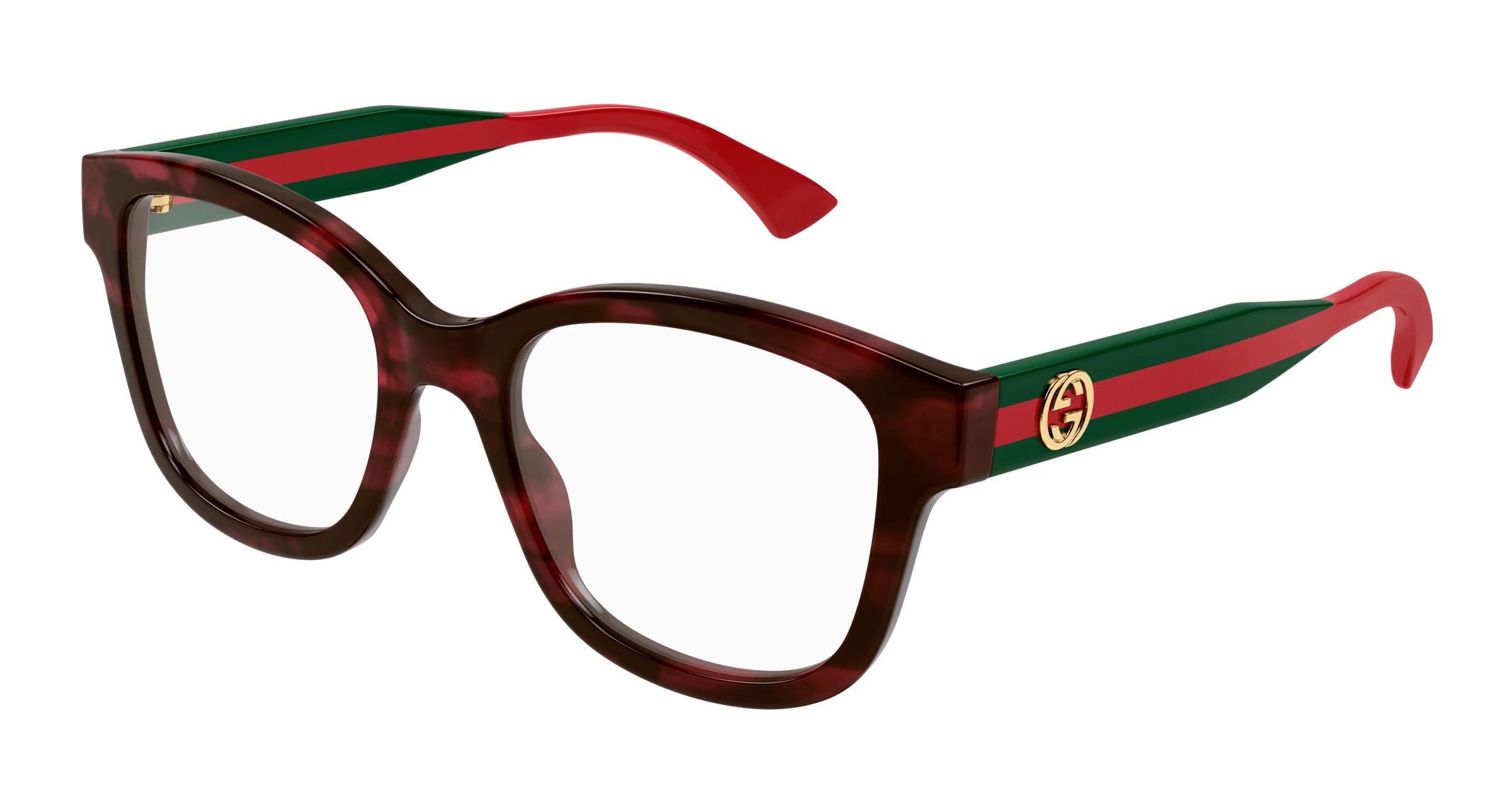 Gucci GG1863O Square Frames in Red Havana Striped Temple
