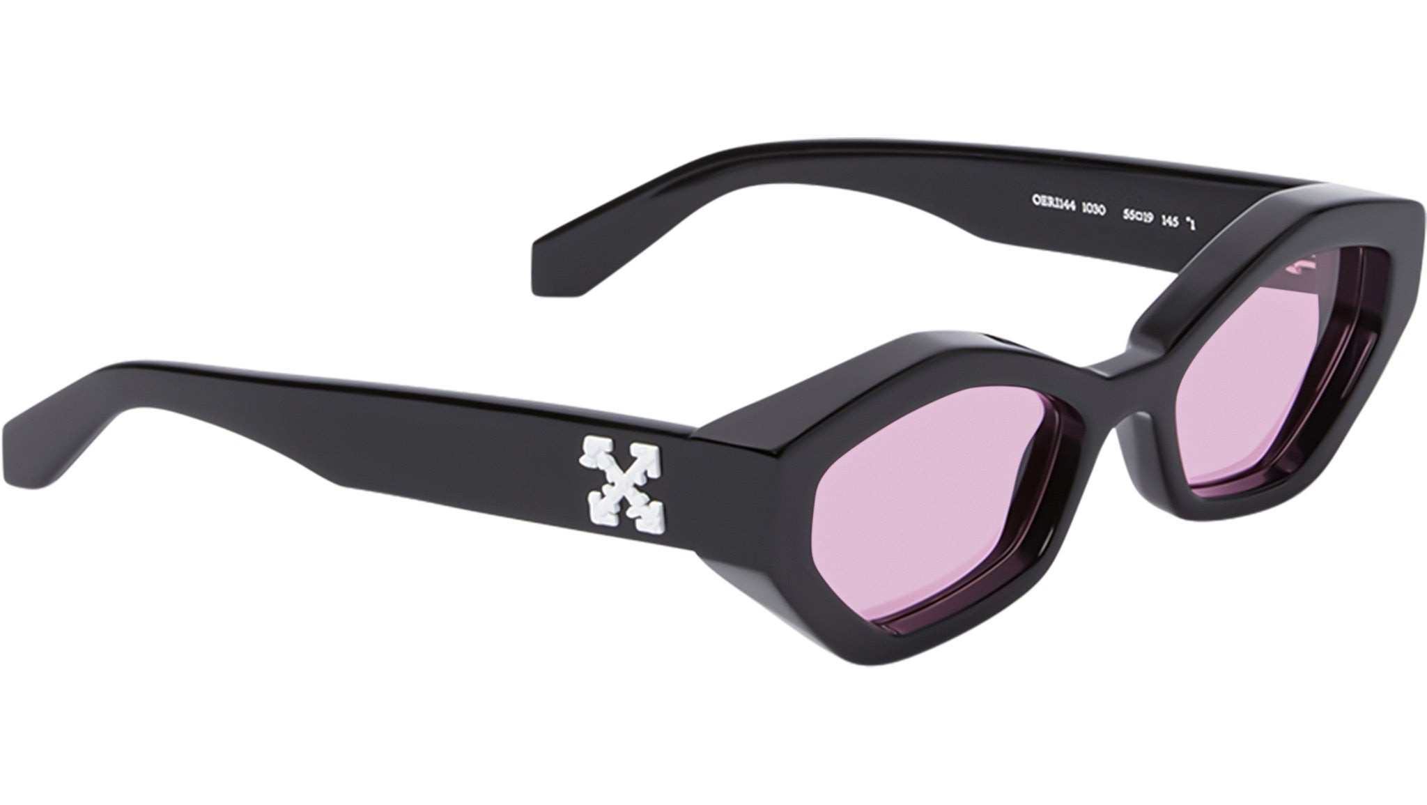 Off-White OERI144 HILO 1030 Sunglasses Black Cat Eye Frame, Pink Lenses Sleek, bold, and stylish. These Off-White sunglasses feature  main image 4