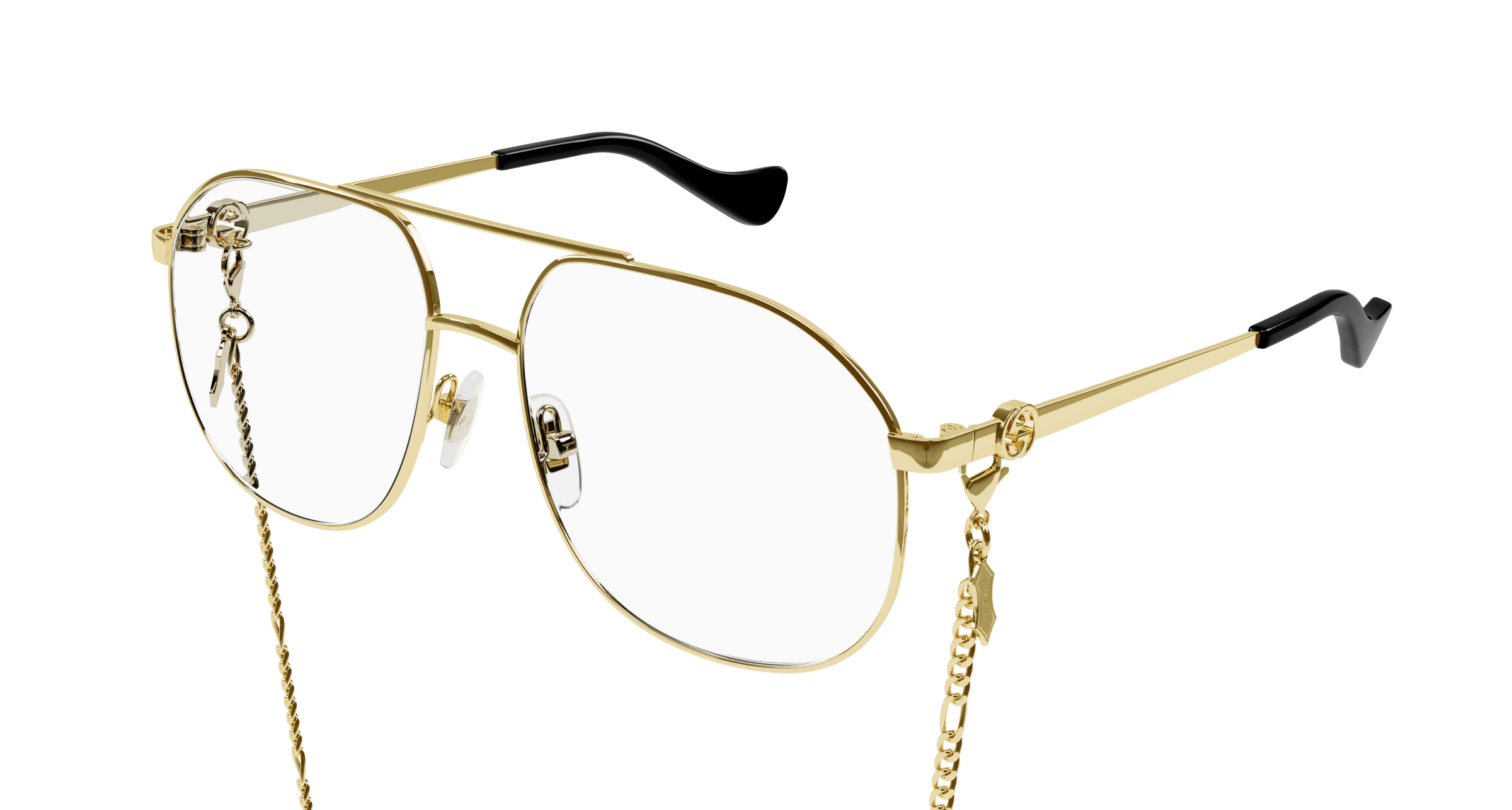 Gucci Women Eyeglasses Gold Pilot GG1091O 002 NEW AUTHENTIC GUCCI 1091 Gold Chain Pendant Pilot Unisex Necklace  main image 2