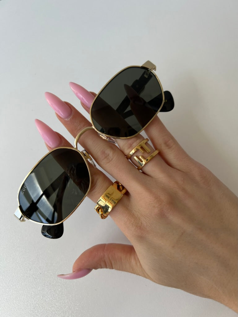 Gucci GG1593S Metal Oval Gold Sunglasses
