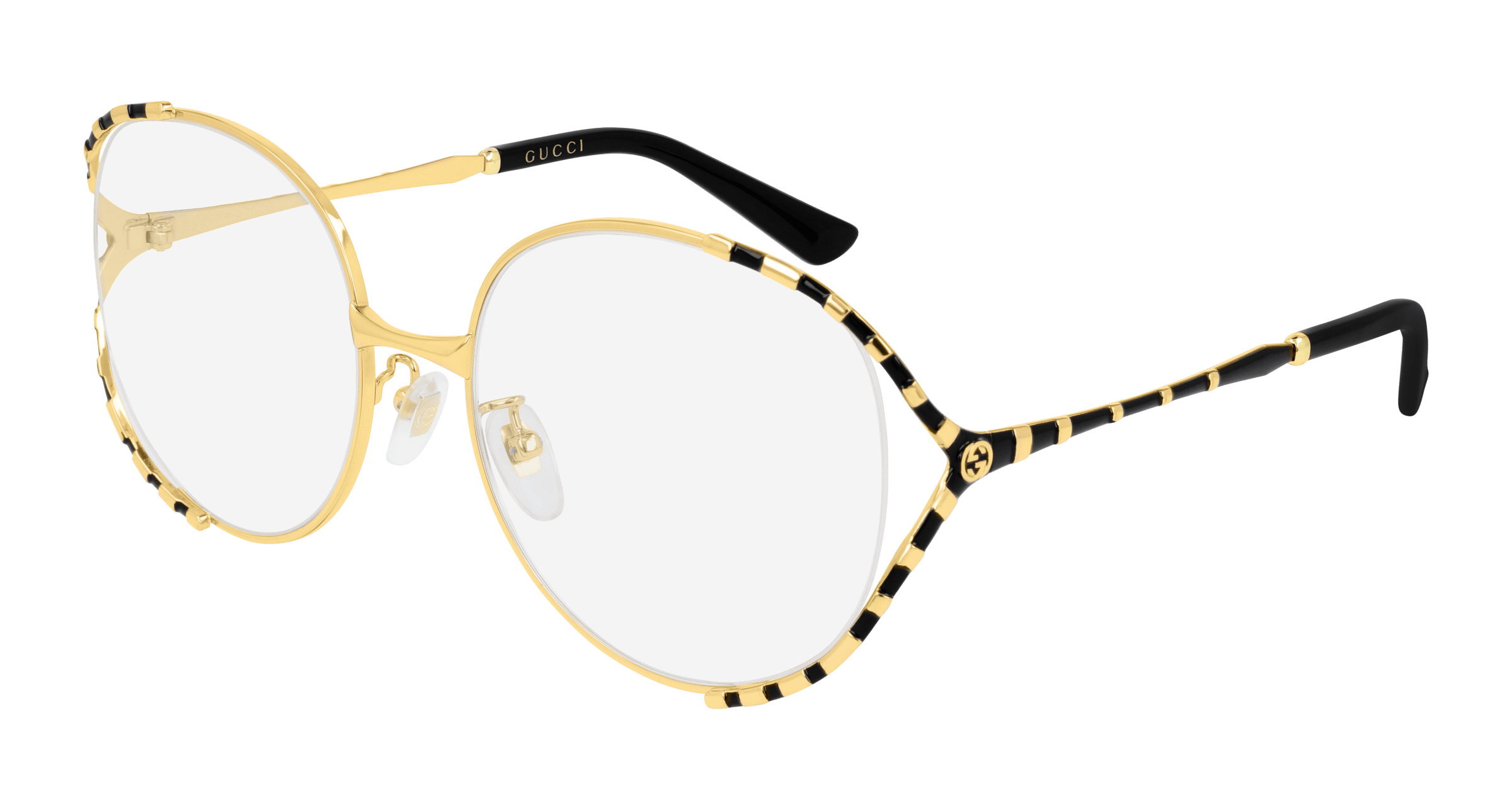 Gucci GG0596OA Gold Black Rounded Cutout Eyeglasses Frames  display picture 2