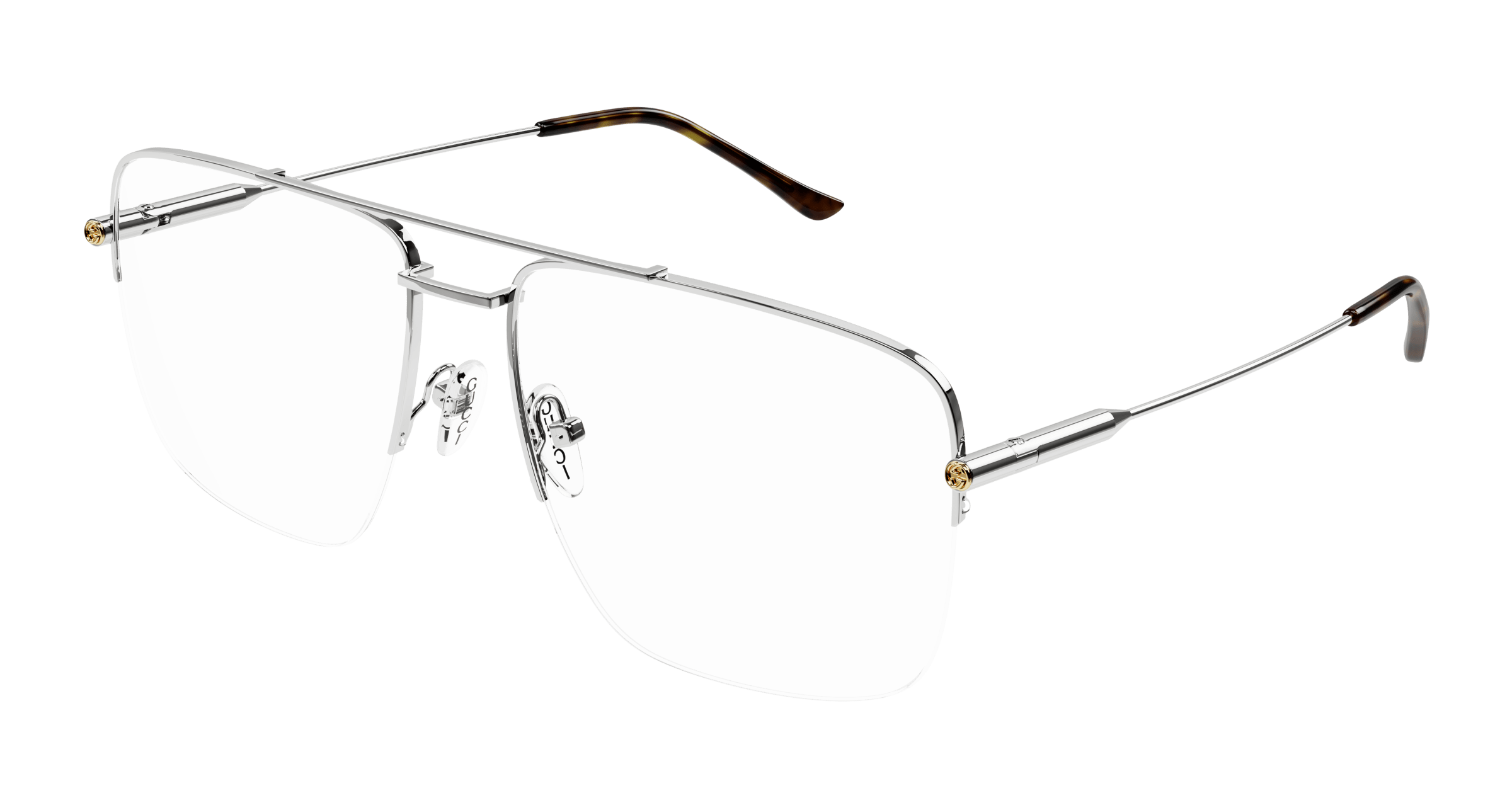 Gucci GG1415O Half Rim Pilot Frames in Silver – Designer  display picture 3