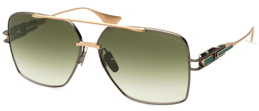 Dita Grand Emperik Aviator Sunglasses in Gold Green