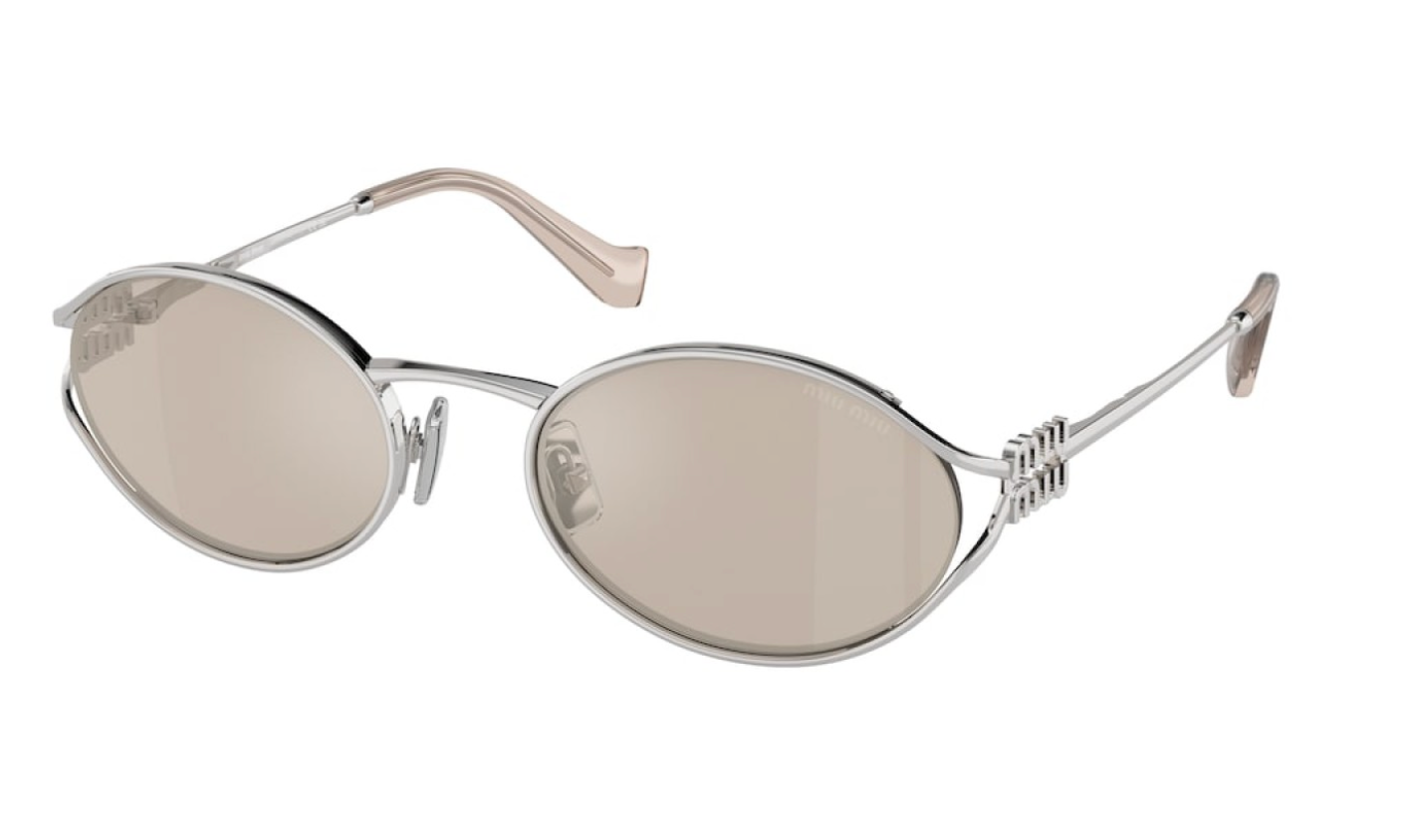 Miu Miu MU52YS Ivory Mirrored Lens Metal Sunglasses – Designer 