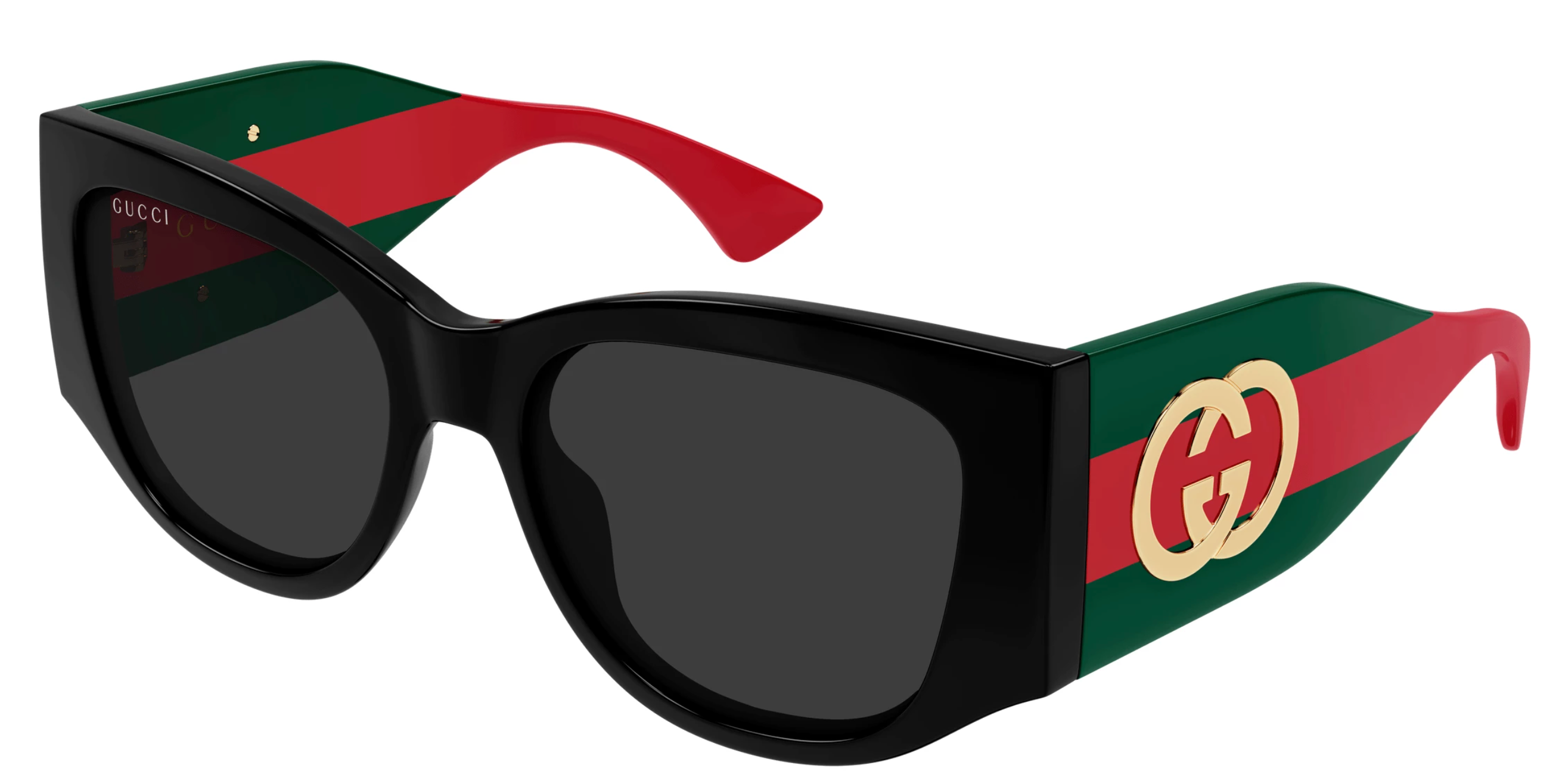 Gucci GG2115S Striped Leg Sunglasses in Black | Designer Daydream