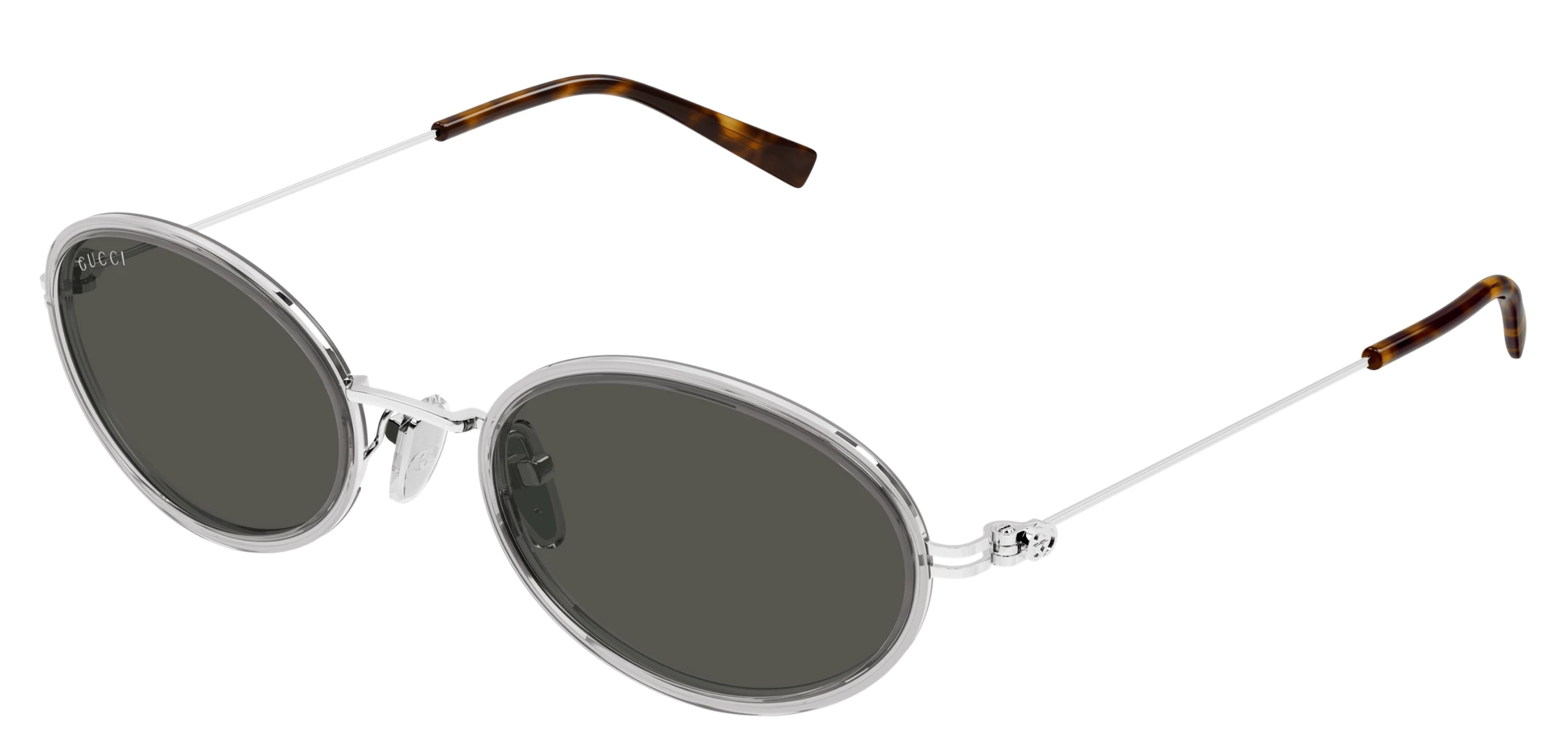 Gucci GG1980S Oval Sunglasses in Silver | Designer Daydream