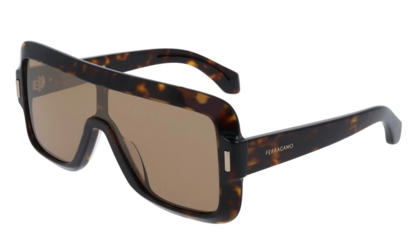 Salvatore Ferragamo SF2061SE Mask Sunglasses in Brown – Designer