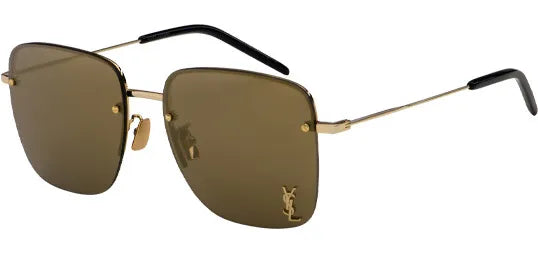 Saint Laurent SL312M Metal Logo Square Sunglasses in Bronze Mirror
