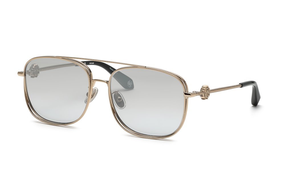 Roberto Cavalli SRC059M 8FFX Aviator Sunglasses - Gold / Grey Roberto Cavalli Gold Aviator Sunglasses for Women for sale  main image 4