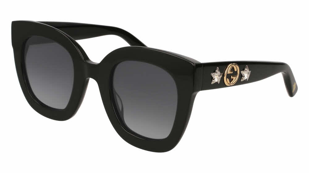 Gucci GGS Crystal Star Oversized Sunglasses in Black