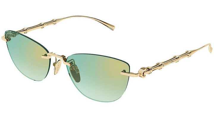 GG2063S Cat Eye Bamboo Sunglasses in Gold Green