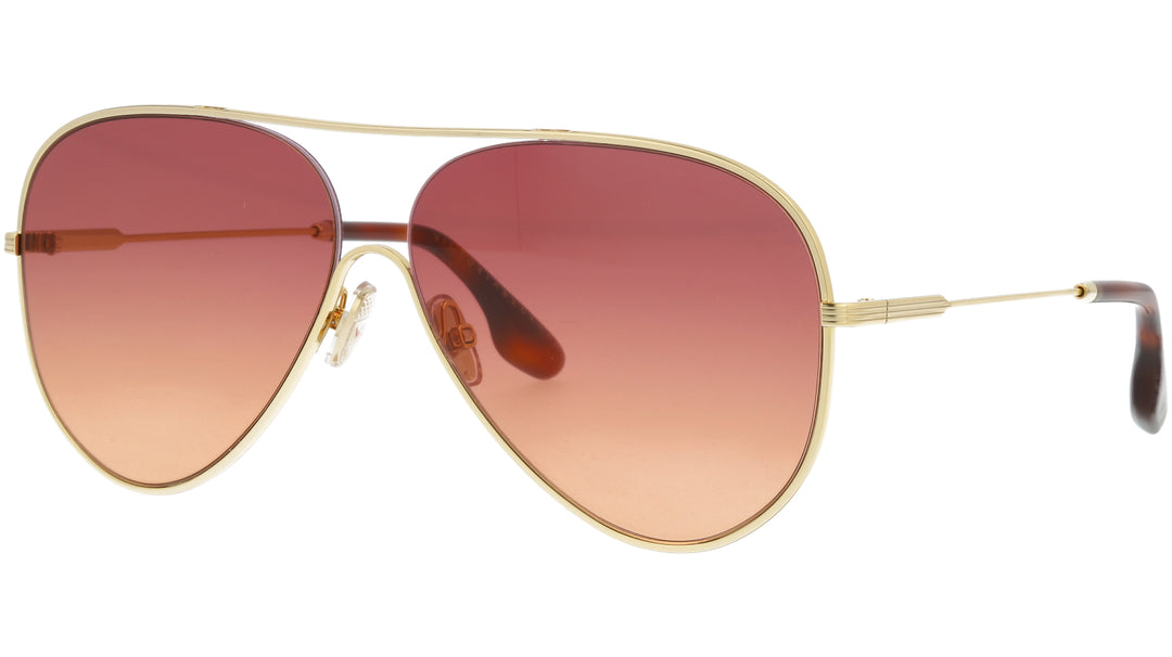 Victoria Beckham VB133S oversized aviator sunglasses with gold frame and wine-pink gradient lenses