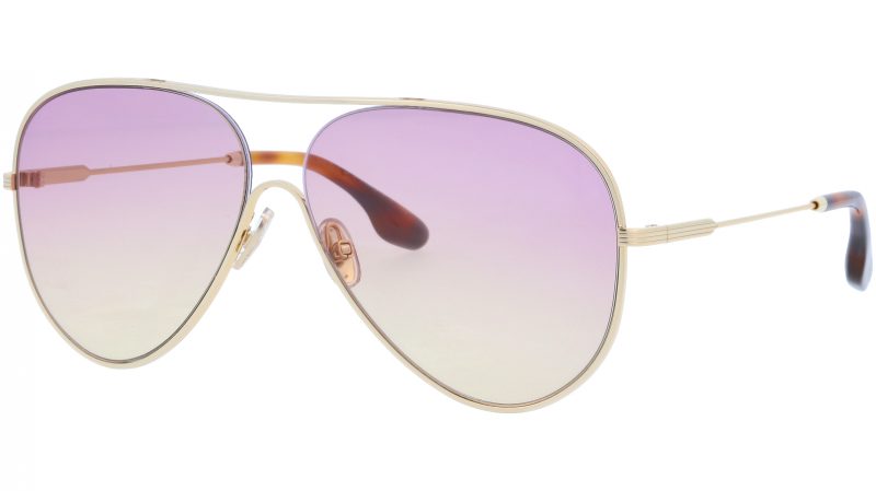 Victoria Beckham VB133S gold and pink oversized aviator sunglasses with tinted lenses