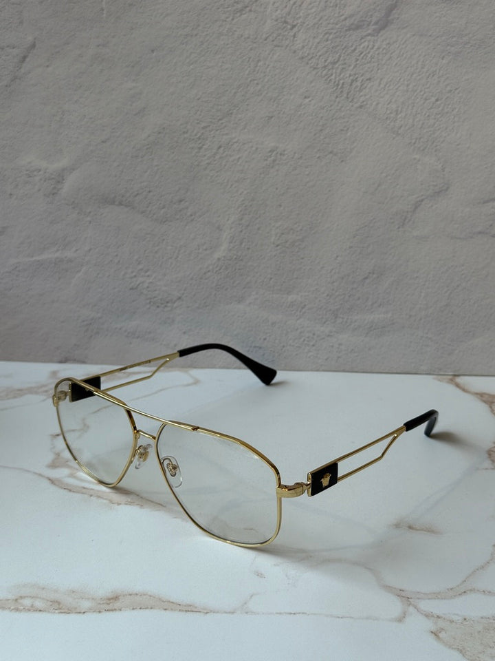 Versace VE1287 Gold Metal Pilot Unisex Frames