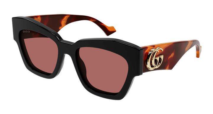 Gucci GG1422S Thick Rim Cat Eye Sunglasses in Black Red