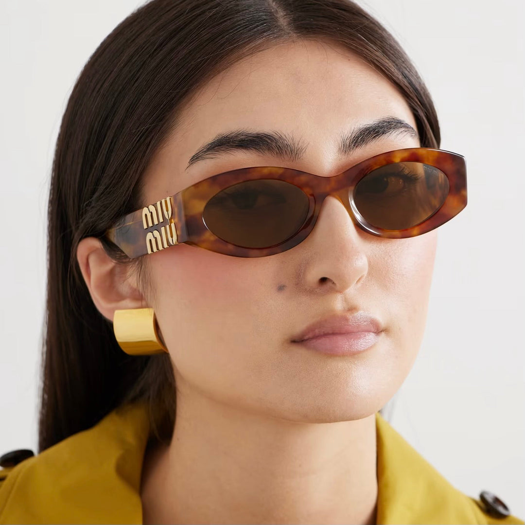 Miu Miu MU11WS Havana Brown Oval Sunglasses