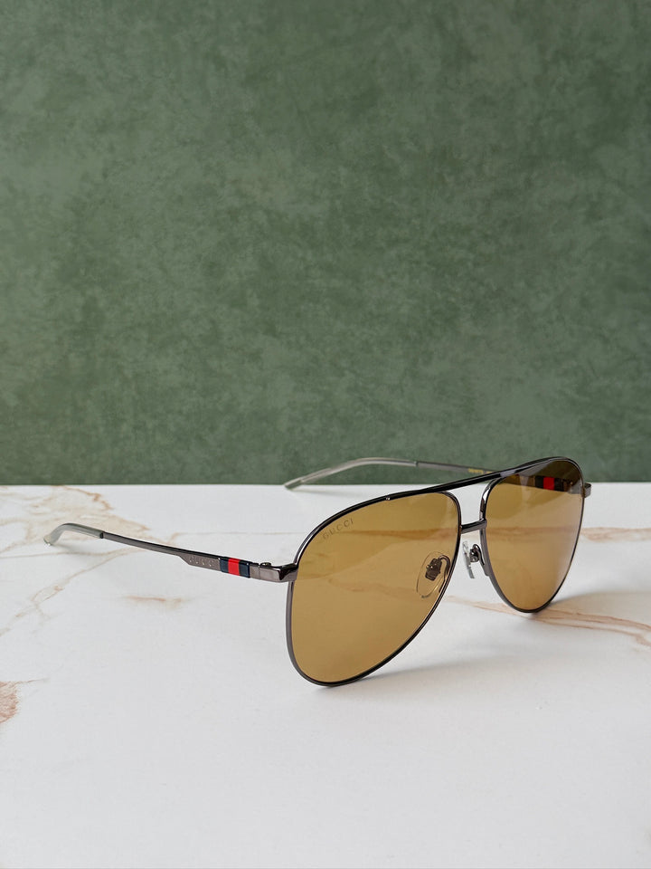Gucci GG1220S Gafas de sol de aviador con monograma verde