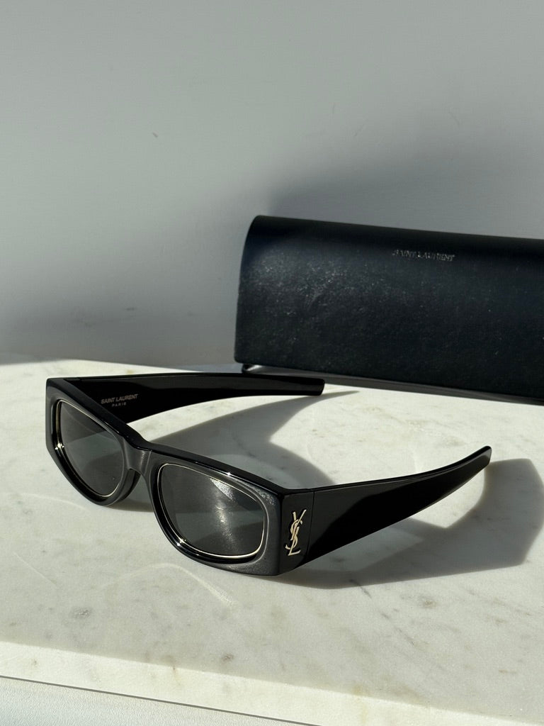 Saint Laurent SLM140 Rim Sunglasses in Black Gold