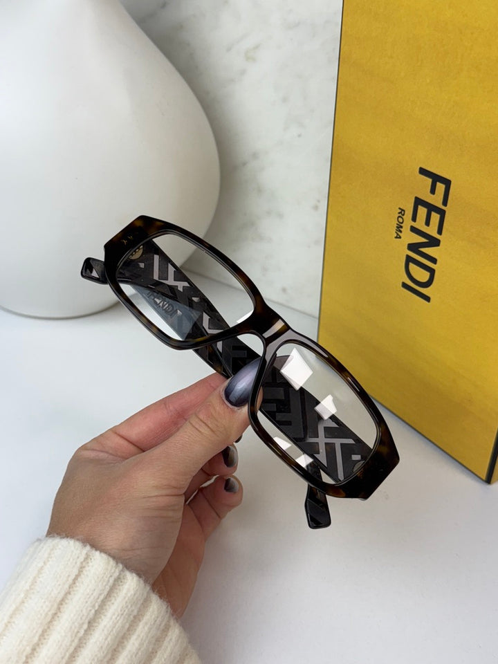 Fendi FE50115I Squared Unisex Brown Frames