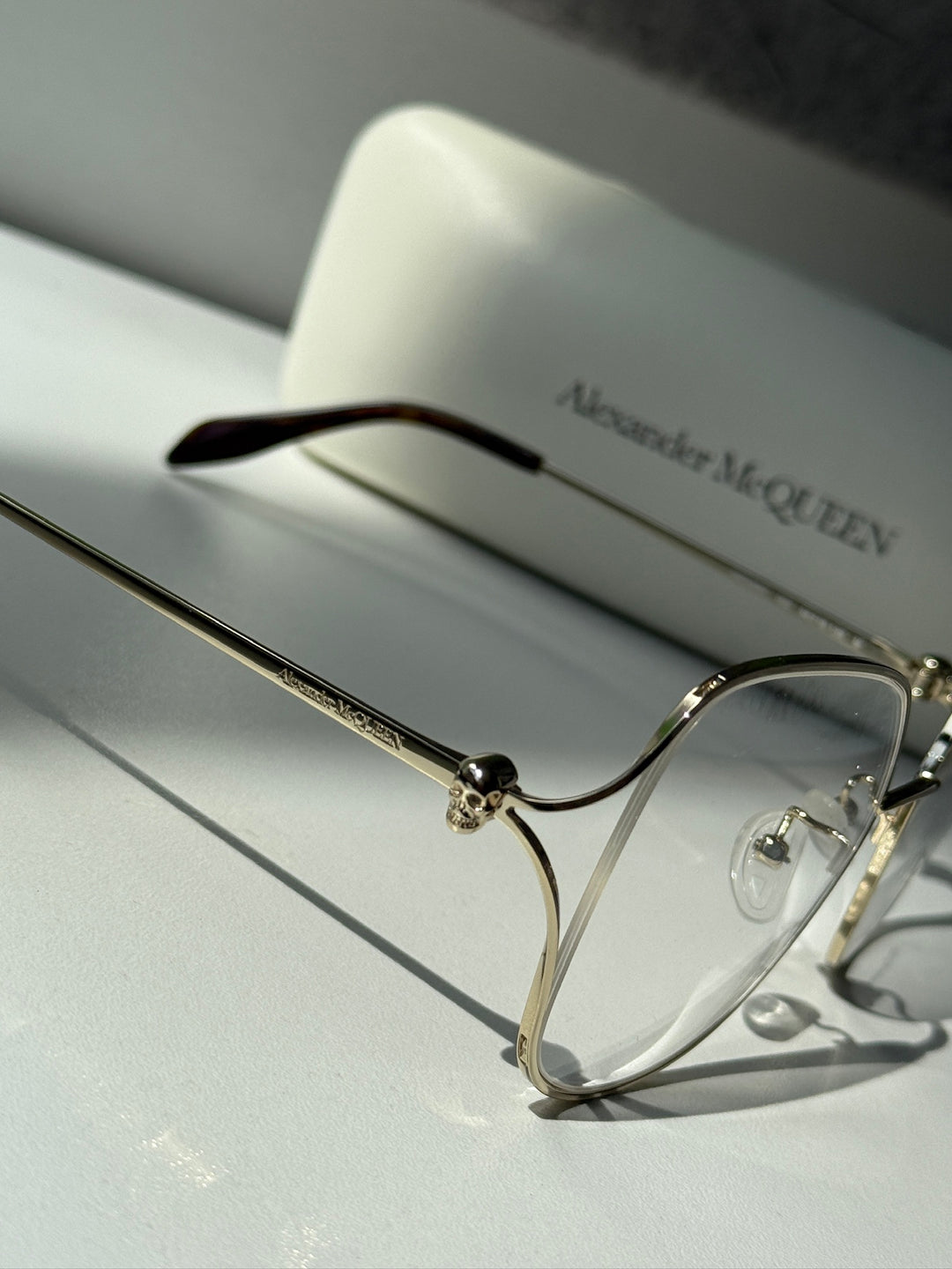 Alexander McQueen AM0368O Gold Metal Square Frames