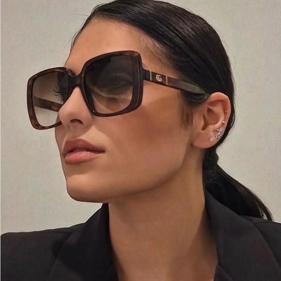 Gafas de sol marrones rectangulares extragrandes con logo Marmont de Gucci GG0632SA 