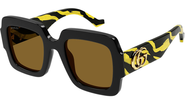 Gucci GG1547S Thick Rim Square Sunglasses in Black Yellow