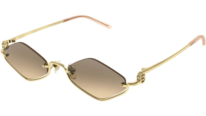 Gucci GG1604S Half Rim Sunglasses in Gold Orange Mirror