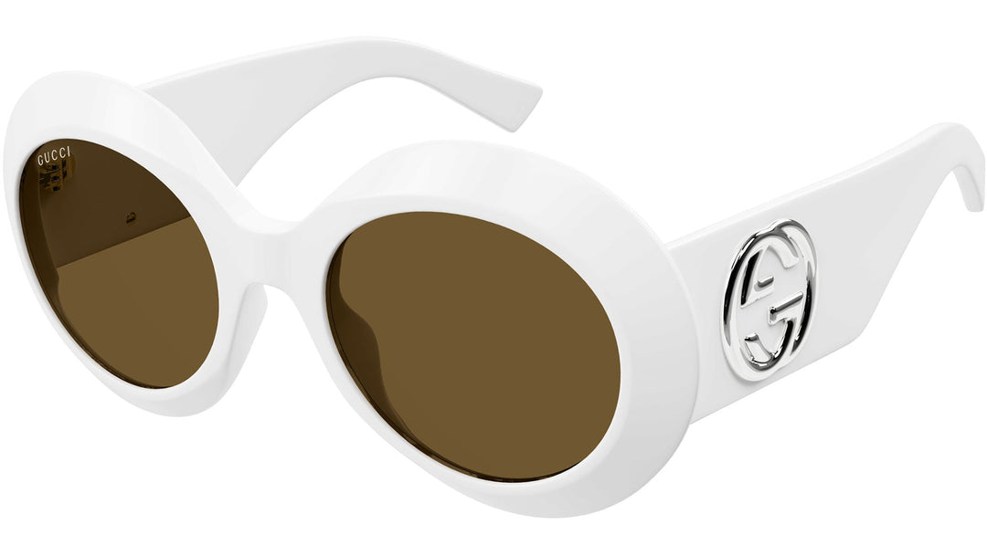 Gucci GG1647S Thick Rim Round Sunglasses in White