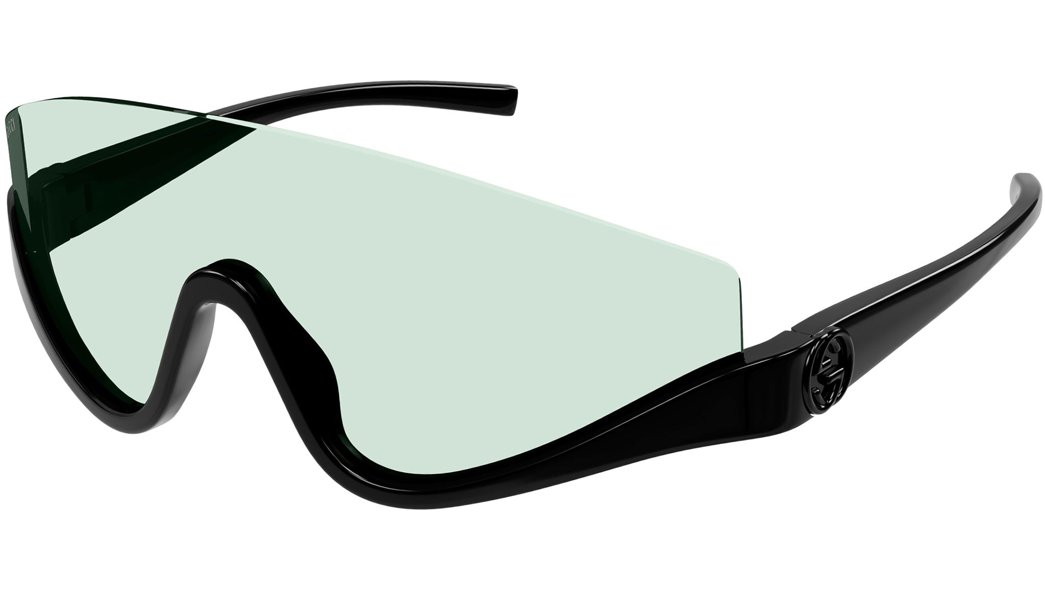 Gucci GG1650S Half Rim Shield Sunglasses in Black Green – Designer