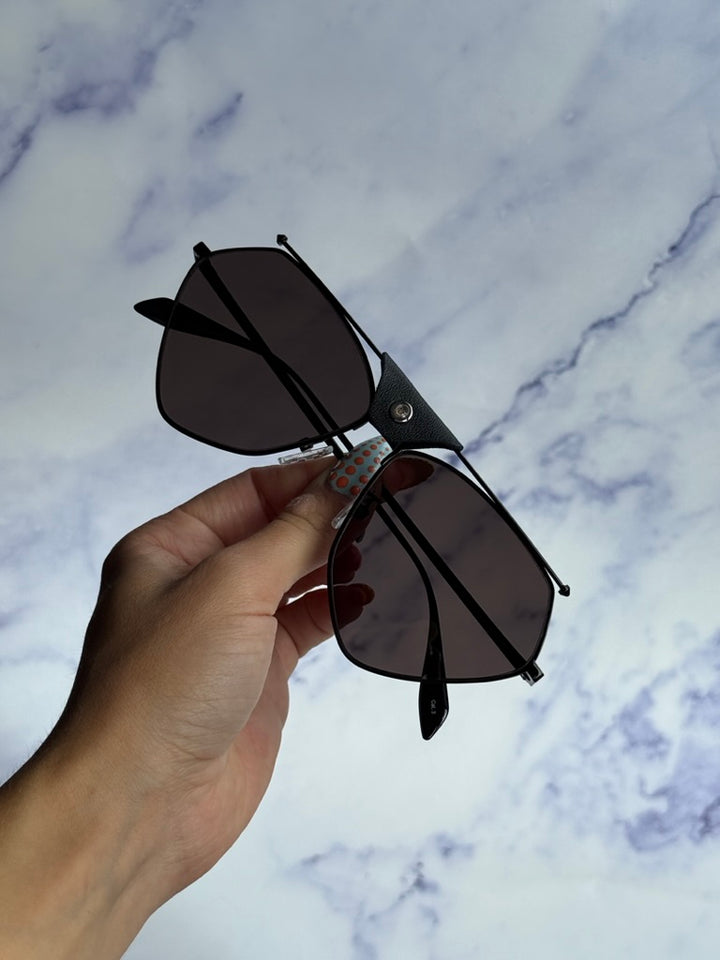 Alexander McQueen AM0317S Black Aviator Sunglasses