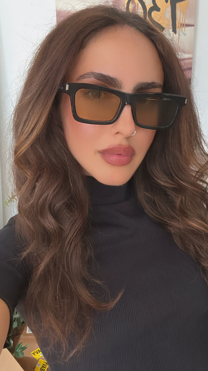 Saint Laurent SL461 Betty Black Yellow Lens Sunglasses