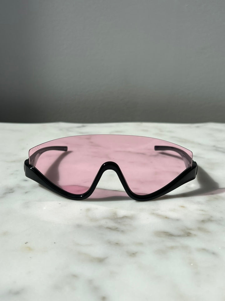 Gucci GG1650S Half Rim Shield Sunglasses in Black Pink