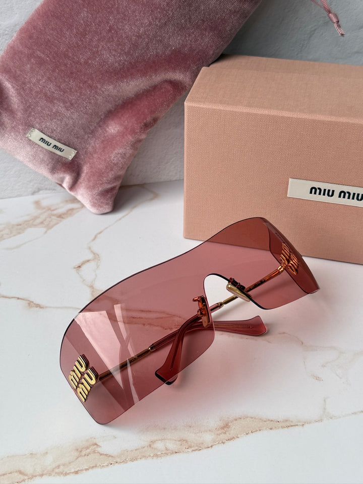 Miu Miu MU B53S Red Rimless Mask Sunglasses