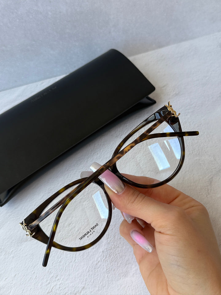 Saint Laurent SLM48_A Eyeglasses Frames in Havana Brown