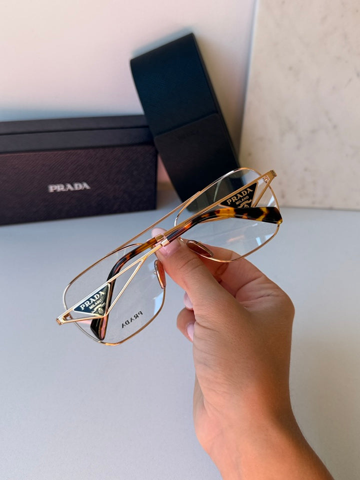 Prada PR B50V Pilot Eyeglasses Frames in Rose Gold