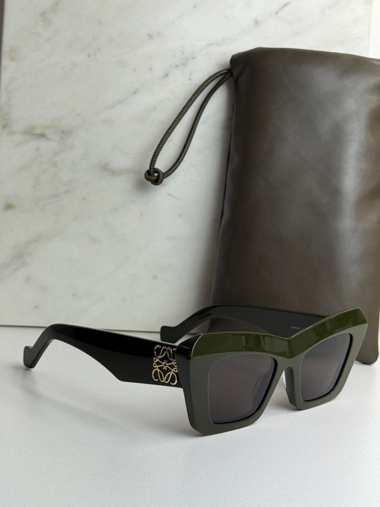 Loewe LW40036I Thick Rim Cat Eye Sunglasses in Green