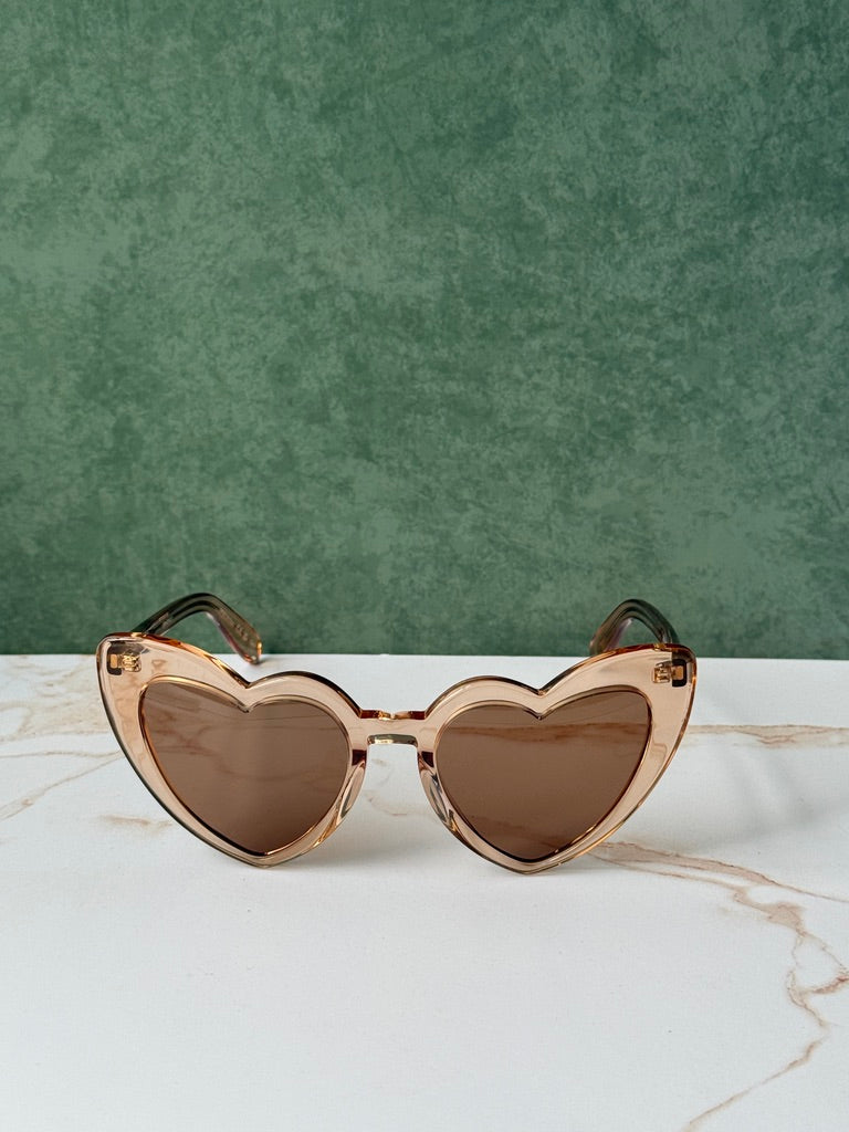 Saint Laurent SL181 Loulou Heart Sunglasses in Nude