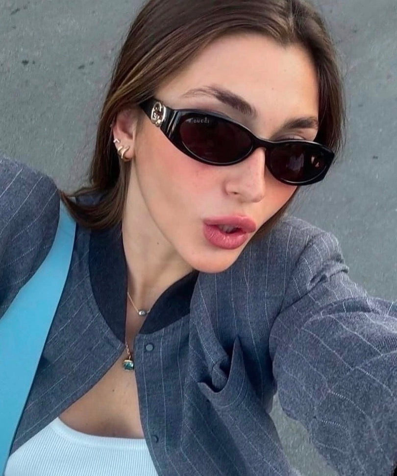 Gucci GG1661S Slim Rectangular Sunglasses in Black