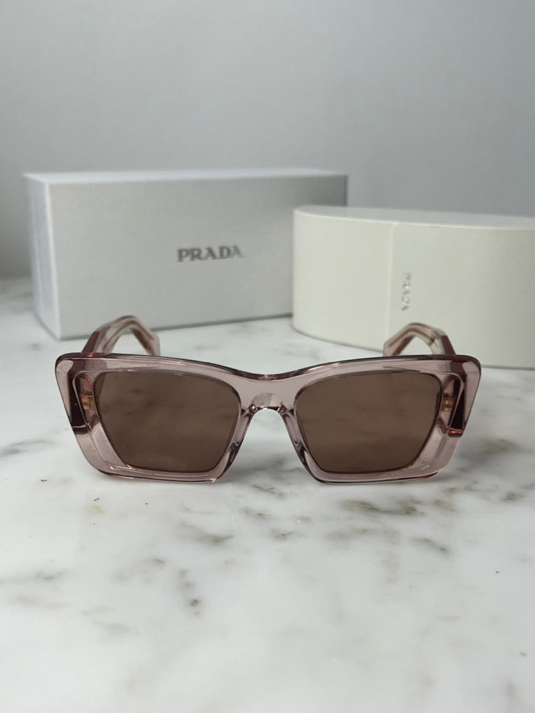 Prada PR08YS Cat Eye Sunglasses in Transparent Peach