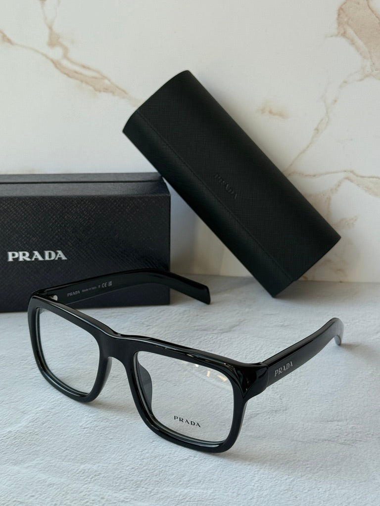 Prada PR D02V Rectangular Eyeglasses Frames in Black