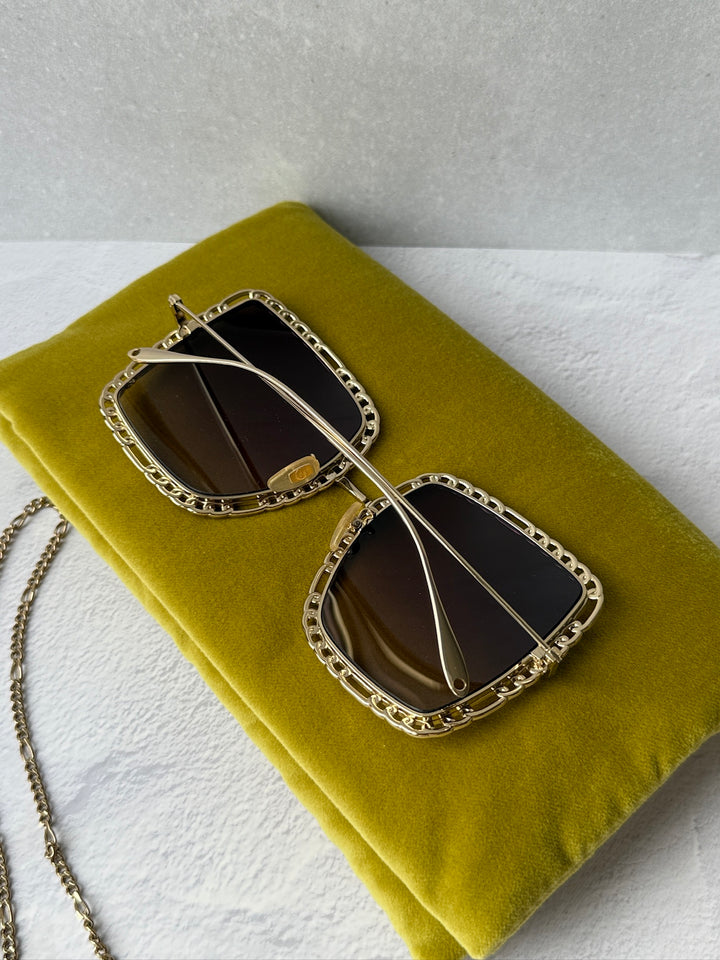 Gucci GG1033S Chain Necklace Oversized Square Sunglasses