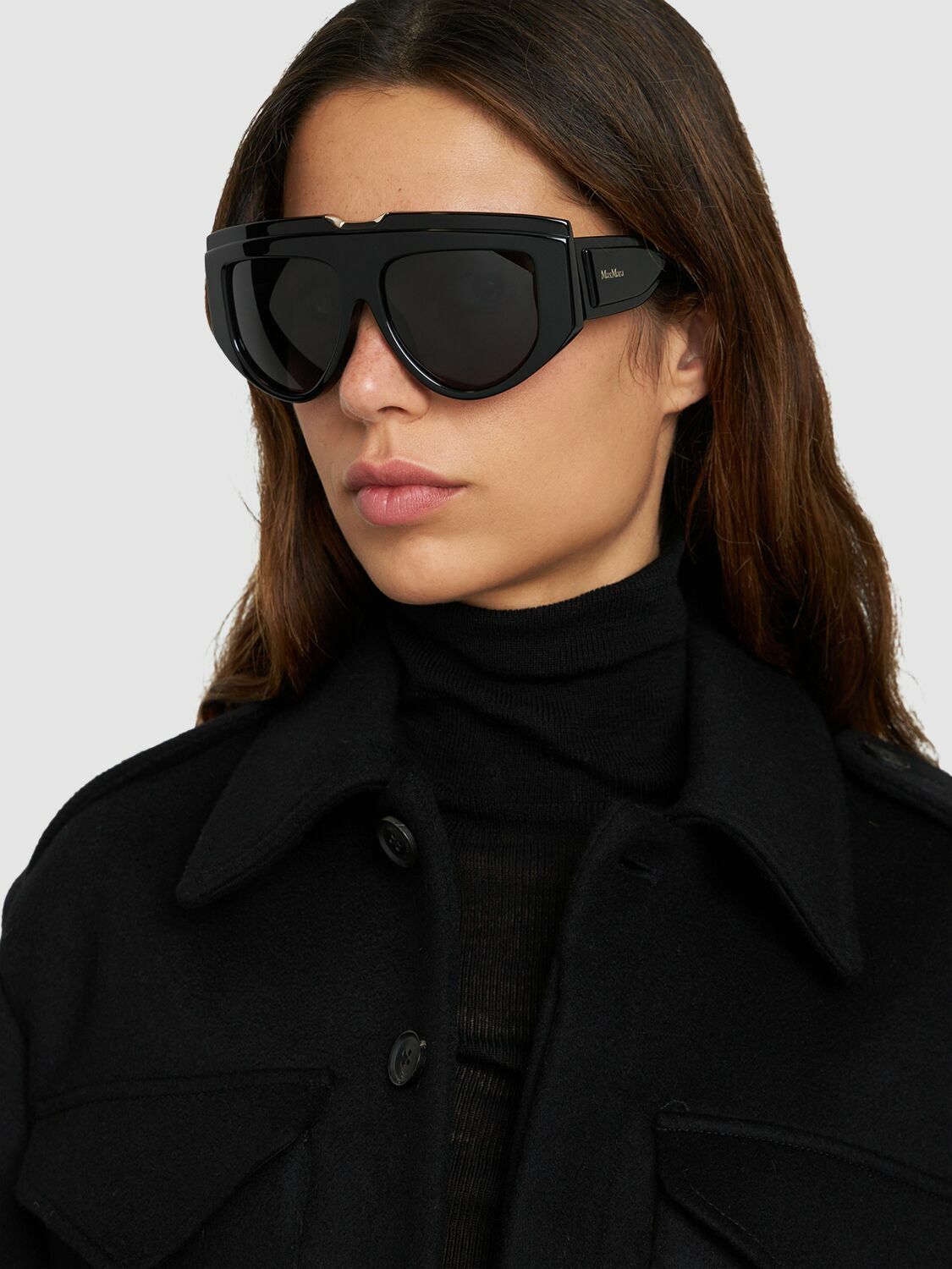Max Mara MM0083 Oversized Sunglasses in Black | Designer Daydream