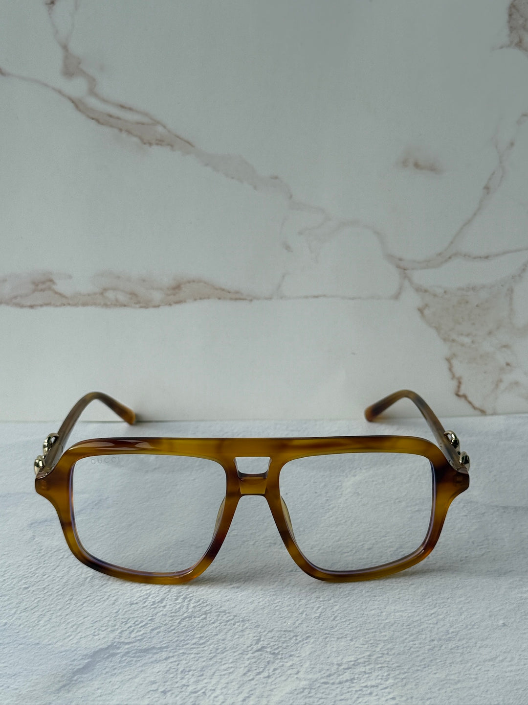 Gucci GG2052S Brown Bluelight Horsebit Aviator Sunglasses