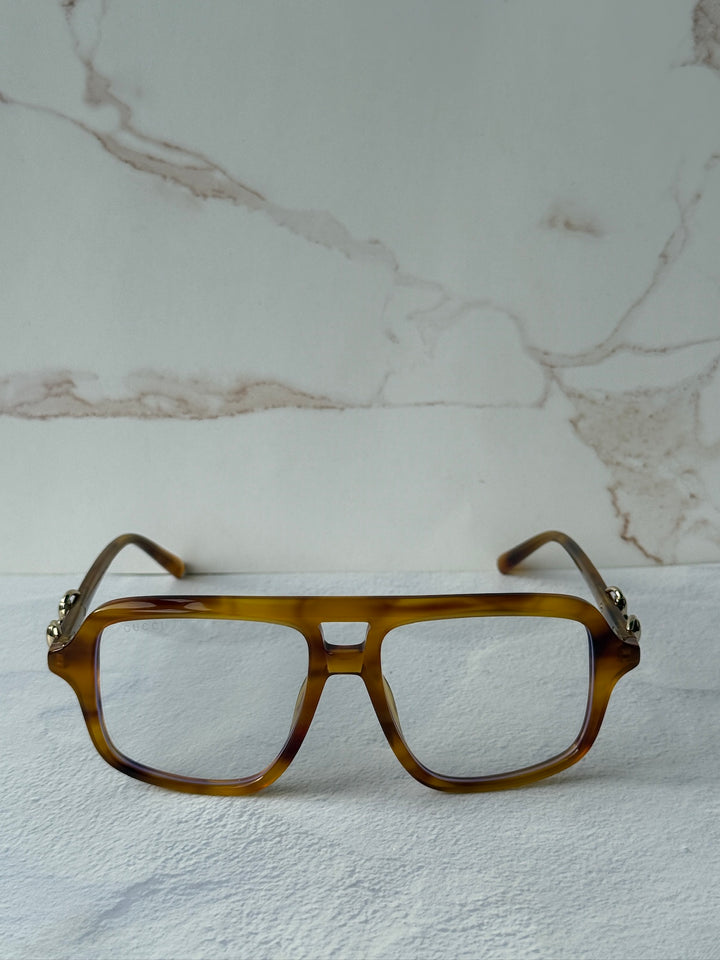 Gucci GG2052S Brown Bluelight Horsebit Aviator Sunglasses