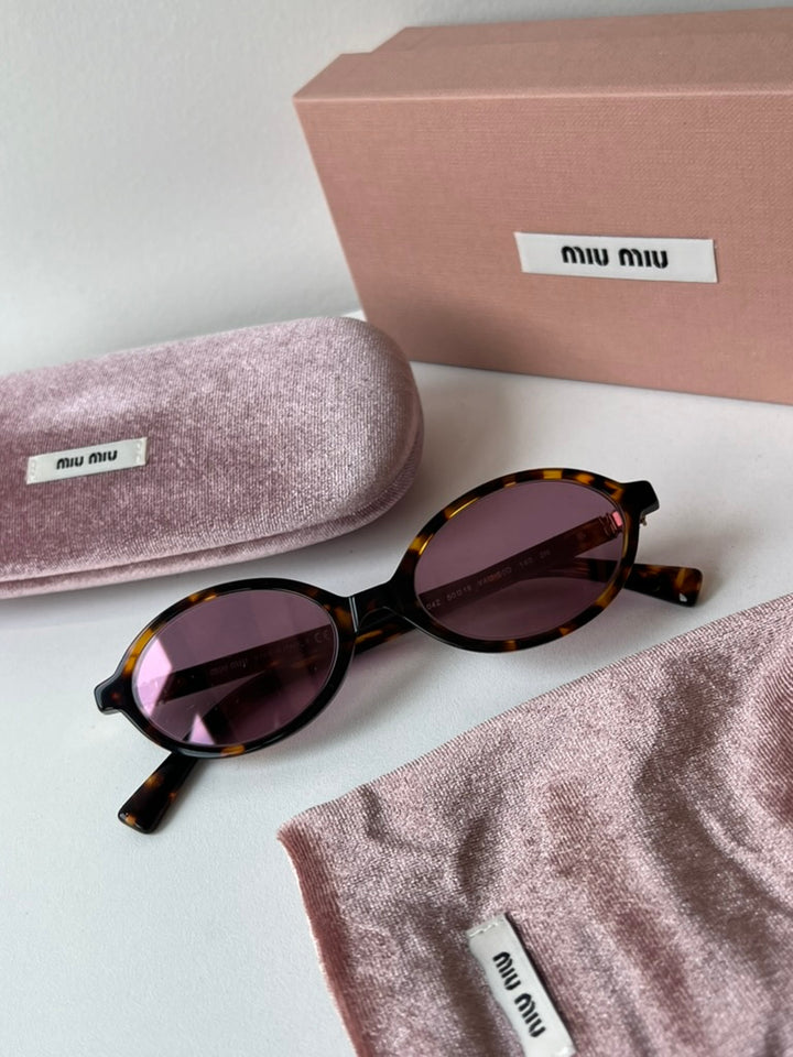 Miu Miu MU04ZS Brown Violet Oval Sunglasses