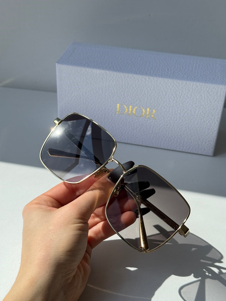 Dior Cannage S1U Square Sunglasses in Gold Grey