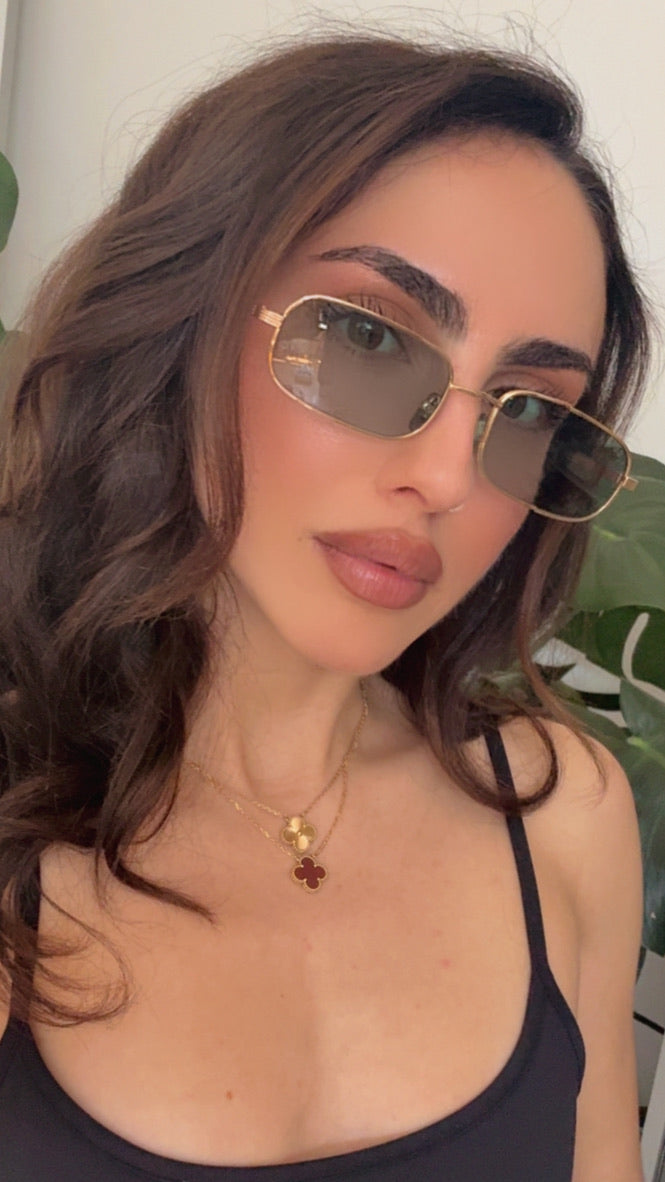 Gucci GG1457S Gold Green Lens Metal Sunglasses
