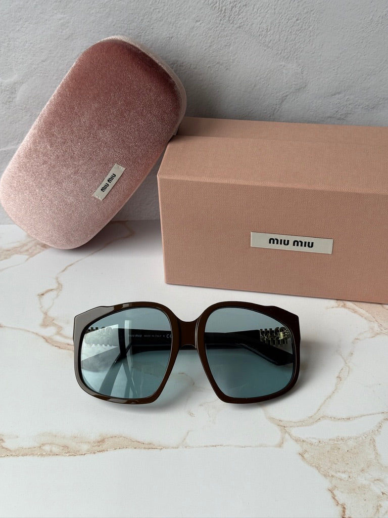 Miu Miu MUA07S Brown Blue Oversized Sunglasses