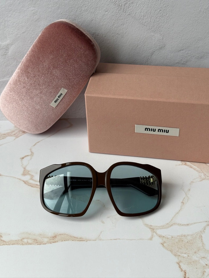 Miu Miu MUA07S Brown Blue Oversized Sunglasses